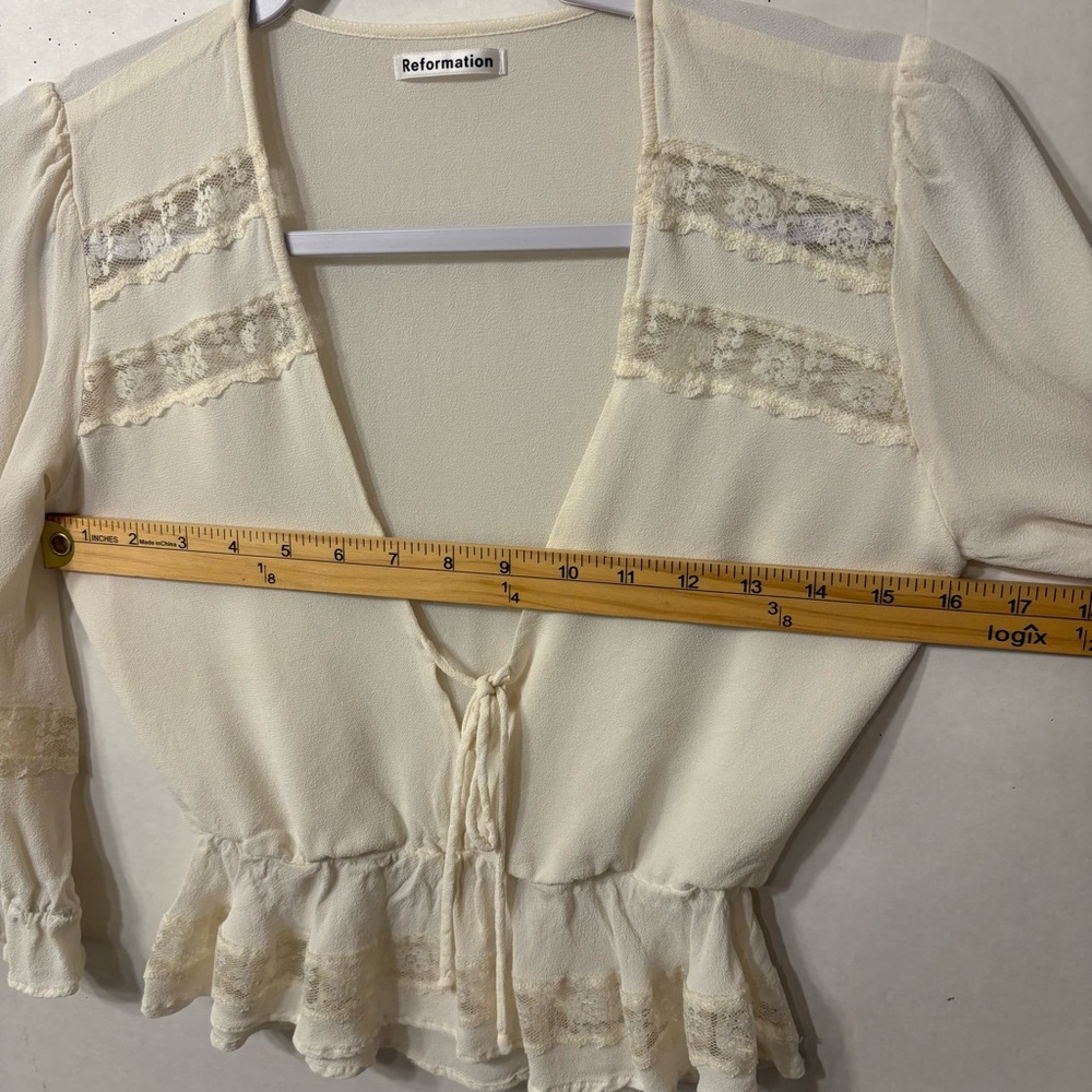 Reformation womens Ivory Lace Accent Blouse Size Small - Picture 12 of 15